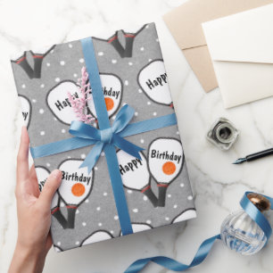 Pickleball and Paddle for Birthday Wrapping Paper