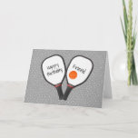 Pickleball and Paddle for Friend's Birthday Card<br><div class="desc">Orange pickleball and paddle with friend text on gray and white polka dot pattern.
All text is editable.</div>