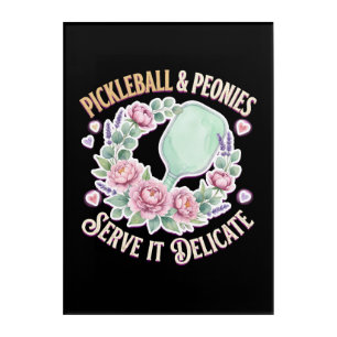 Pickleball And Peonies Serve It Delicate Acrylic Print