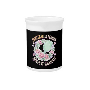 Pickleball And Peonies Serve It Delicate Beverage Pitcher