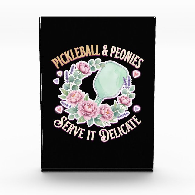 Pickleball And Peonies Serve It Delicate Photo Block (Front)