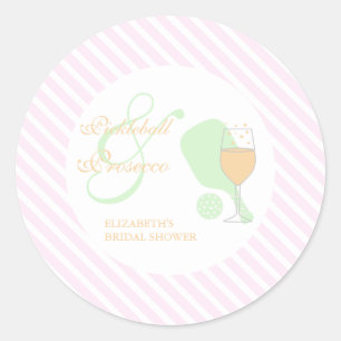 Pickleball and Prosecco Bridal Shower Classic Round Sticker