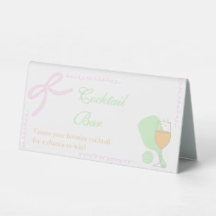 Pickleball and Prosecco Bridal Shower Cocktail Bar Table Tent