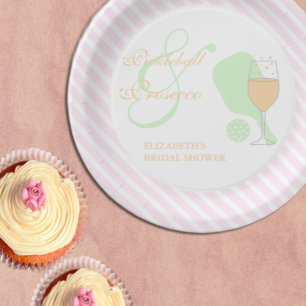 Pickleball and Prosecco Bridal Shower Paper Plates