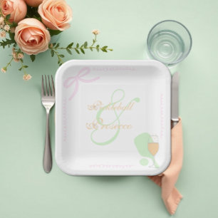 Pickleball and Prosecco Bridal Shower Paper Plates