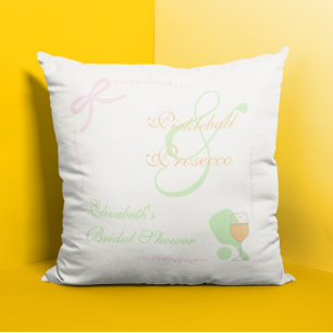 Pickleball and Prosecco Bridal Shower Throw Pillow