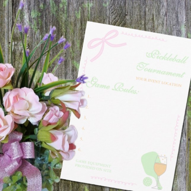 Pickleball and Prosecco Bridal Shower Tournament Enclosure Card (Creator Uploaded)