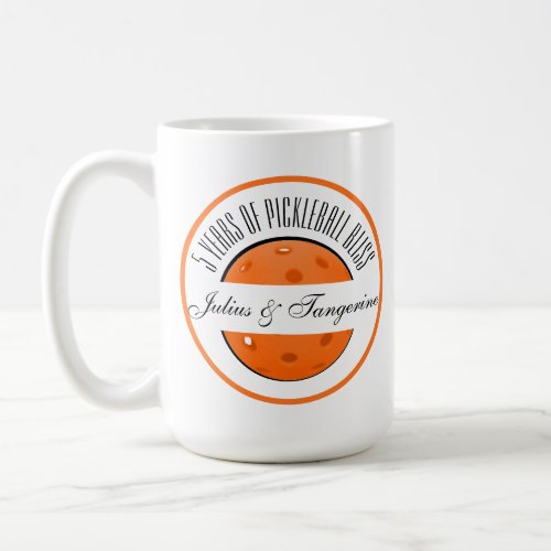Pickleball Anniversary Orange Ball Personalized Coffee Mug