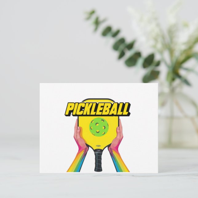 Pickleball annoucement card design black and white (Standing Front)