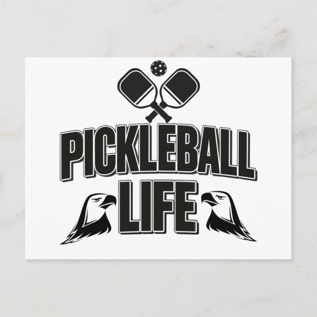 Pickleball annoucement card design black and white (Front)