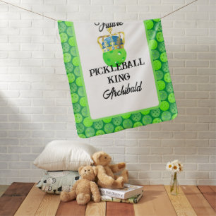 Pickleball Baby Future King Green Ball in Crown Baby Blanket
