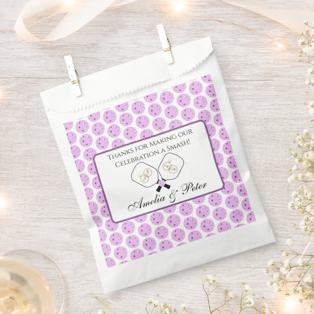 Pickleball Bach Party Lavender Personalized Thanks Favor Bag (Clipped)