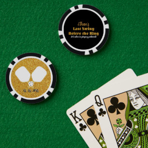 Pickleball Bachelor Party Black Gold Personalized Poker Chips