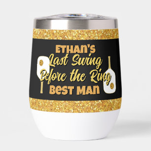 Pickleball Bachelor Party Black Gold Personalized Thermal Wine Tumbler