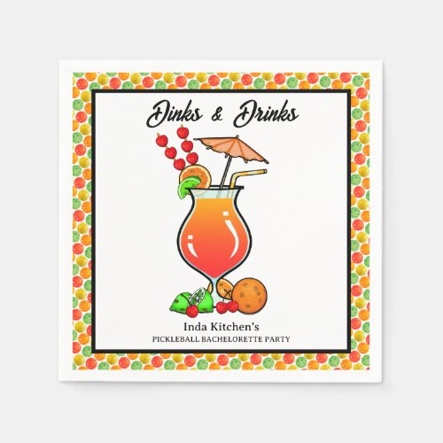 Pickleball Bachelorette Wedding Dinks  Drinks Napkins