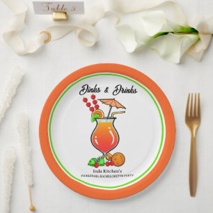 Pickleball Bachelorette Wedding Dinks & Drinks Paper Plates