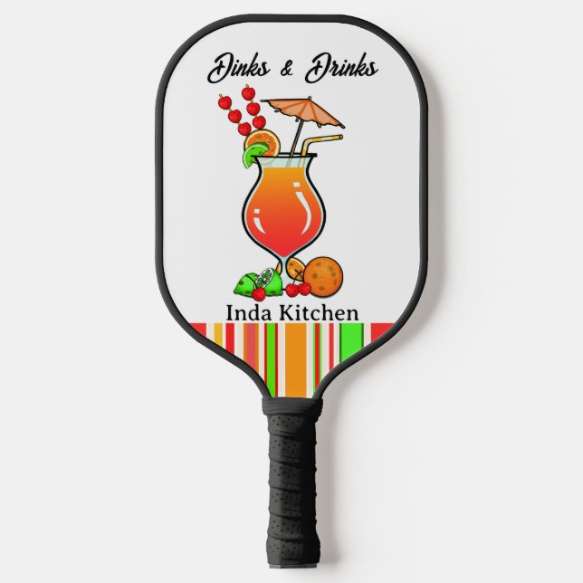 Pickleball Bachelorette Wedding Dinks & Drinks Pickleball Paddle (Front)