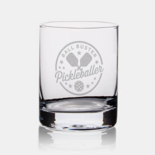 Pickleball Ball Buster Pickleballer Etched Glasses