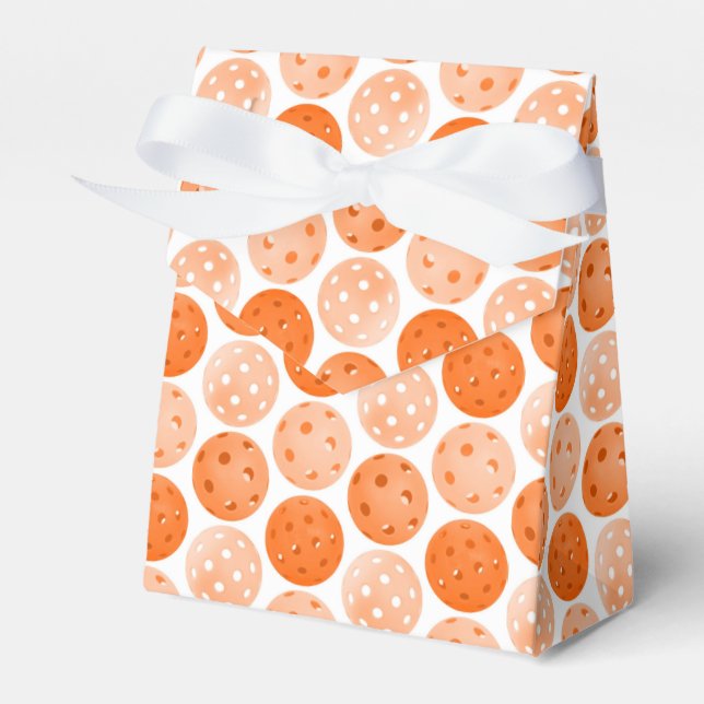 Pickleball Ball, Orange Pickleball Balls on White Favor Boxes (Front Side)