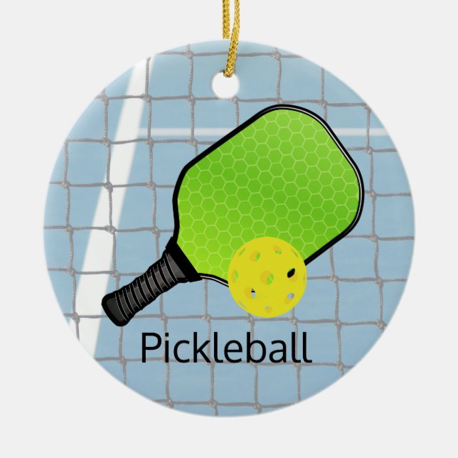 Pickleball Ball Paddle Design Ornament (Front)