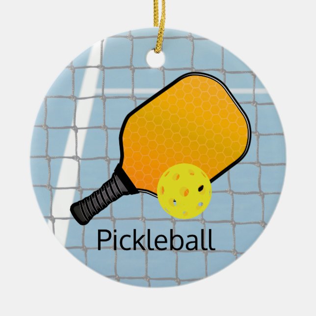 Pickleball Ball Paddle Design Ornament (Front)
