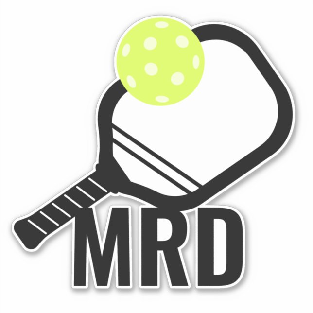 Pickleball Ball + Paddle Monogram Initials Sticker (Front)