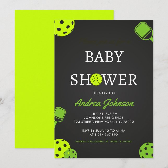Pickleball Ball Paddle Sports Theme Baby Shower  Save The Date (Front/Back)