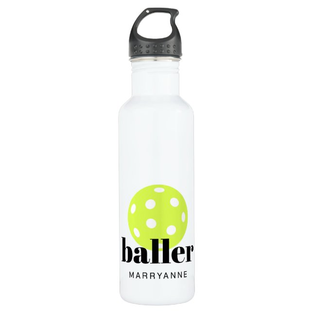Pickleball Baller Personalized  Stainless Steel Water Bottle (Front)