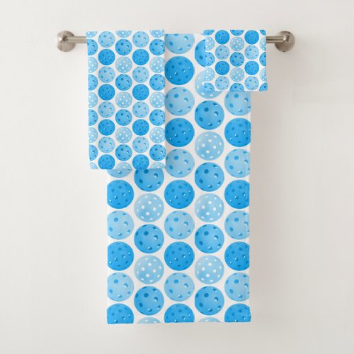 Pickleball Balls _ Blue Pickleball Balls on White Bath Towel Set