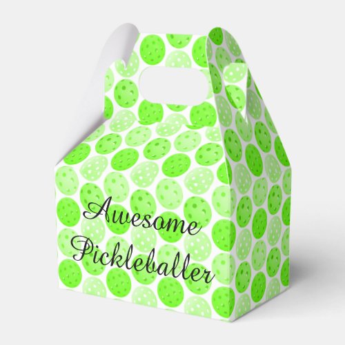 Pickleball Balls _ Green Pickleball Balls on White Favor Boxes