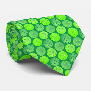 Pickleball Balls Green Pickleballs on Forest Green Neck Tie