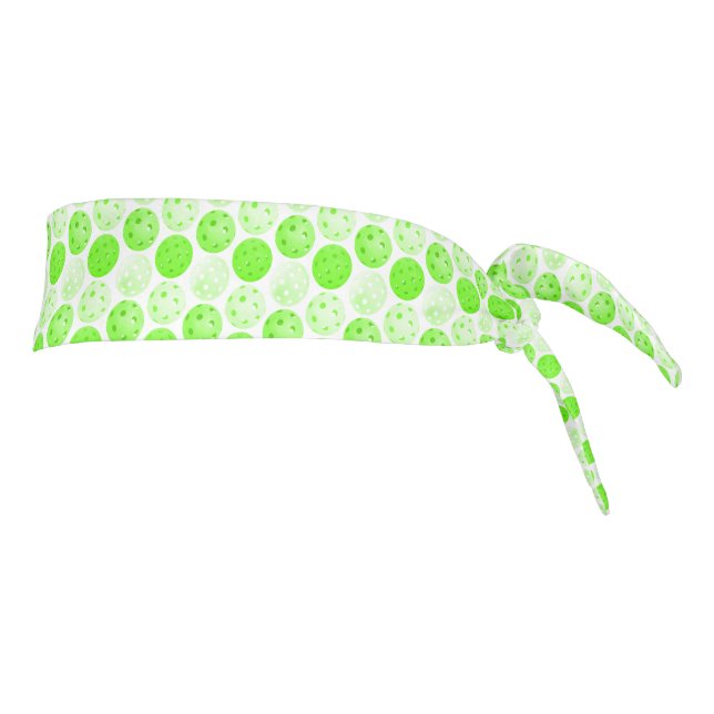 Pickleball Balls Green Pickleballs on White Tie Headband (Rotate 90)