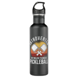 Pickleball Bat Retro Sunset Player Hobby Stainless Steel Water Bottle
