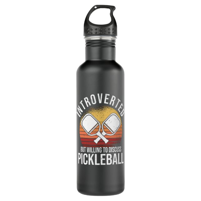 Pickleball Bat Retro Sunset Player Hobby Stainless Steel Water Bottle (Front)
