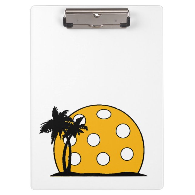 Pickleball Beach Sunset Clipboard (Front)