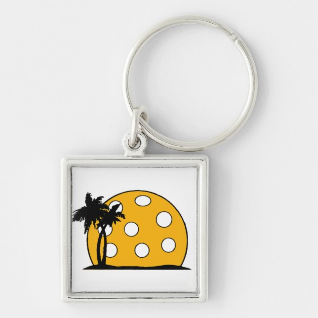 Pickleball Beach Sunset Keychain (Front)