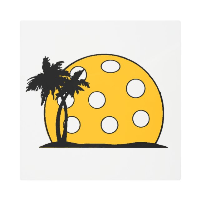 Pickleball Beach Sunset Metal Print (Front)