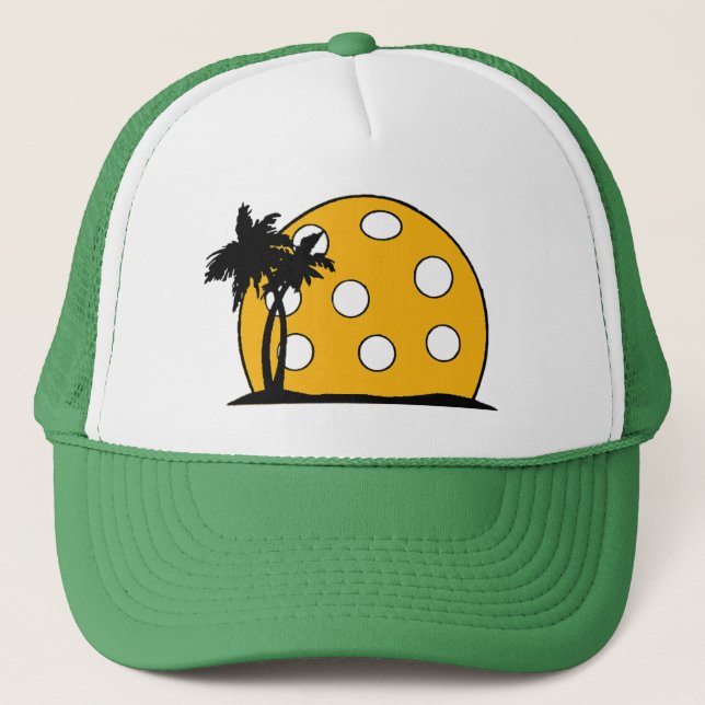 Pickleball Beach Sunset Trucker Hat (Front)