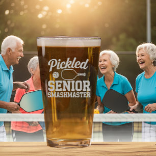 Pickleball Beer Glass Funny Smashmaster Retirement