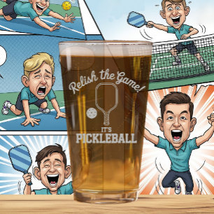 Pickleball Beer Glass Relish The Game Pun