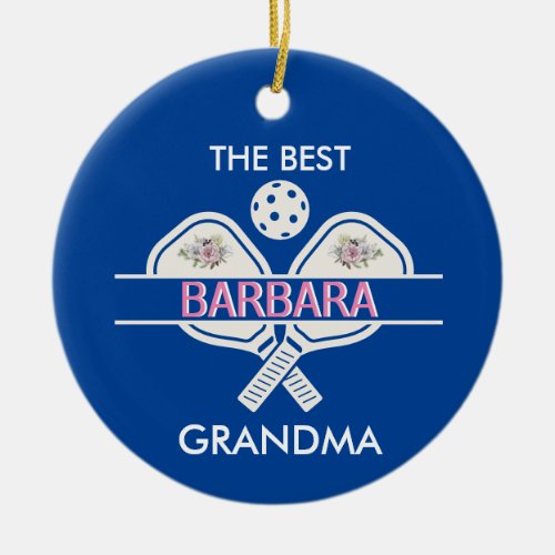 Pickleball Best Grandma Custom First Name  Ceramic Ornament