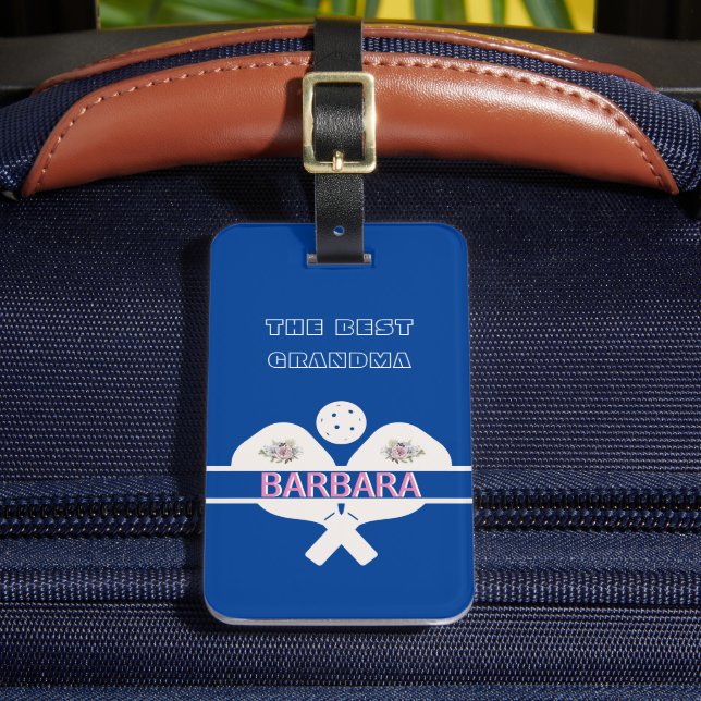 Pickleball Best Grandma Floral Paddle  Luggage Tag (Front Insitu 2)