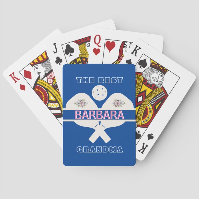 Pickleball Best Grandma Floral Paddle Poker Cards (Back)