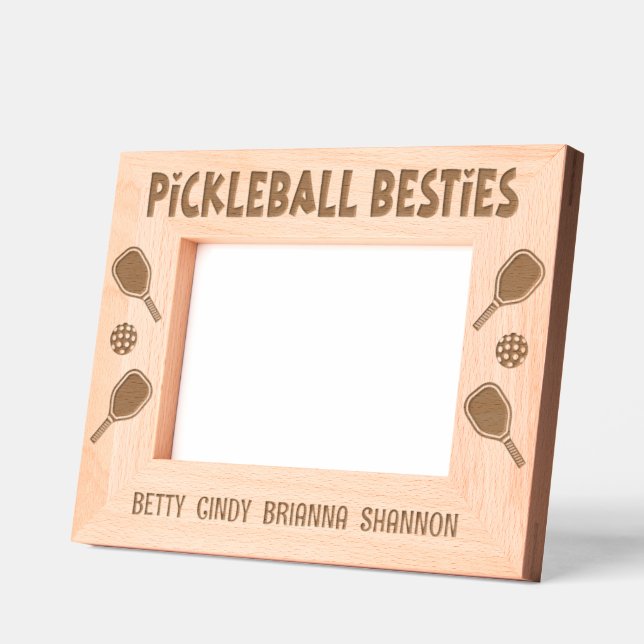 Pickleball Besties Group of Women Friends Names Engraved Frames (Left)