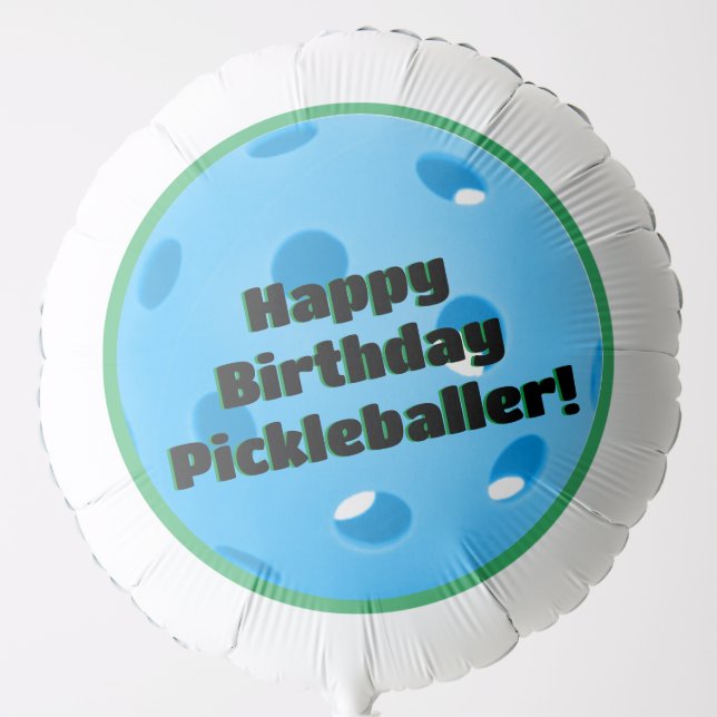 Pickleball Birthday Blue Ball Personalized Happy Balloon (Front)