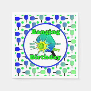 Pickleball Birthday Blue Green Paddle Ball Banging Napkins