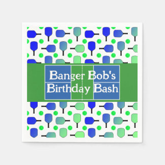 Pickleball Birthday Blue Green Paddle Ball Banging Napkins