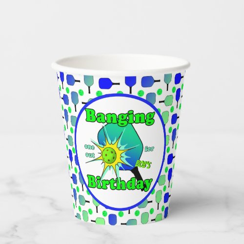 Pickleball Birthday Blue Green Paddle Ball Banging Paper Cups