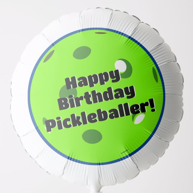 Pickleball Birthday Green Ball Personalized Happy Balloon (Front)
