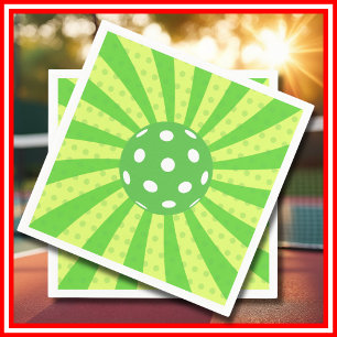 Pickleball Birthday Green RETRO Stripes Sports Napkins